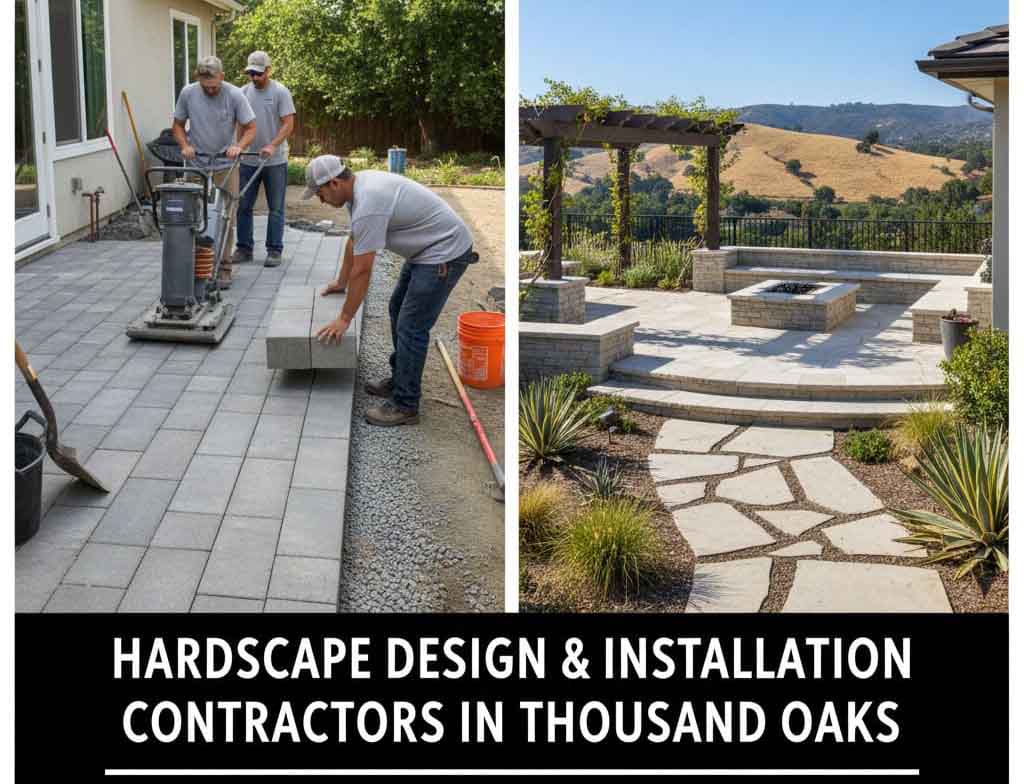 Thousand Oaks outdoor living space with patio, fire pit, and landscaping